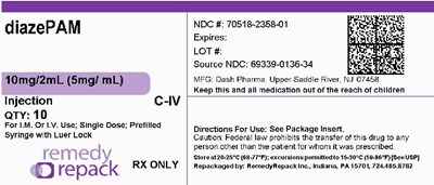 Diazepam 10mg 2ml (5mg mL) 70518 2358 01